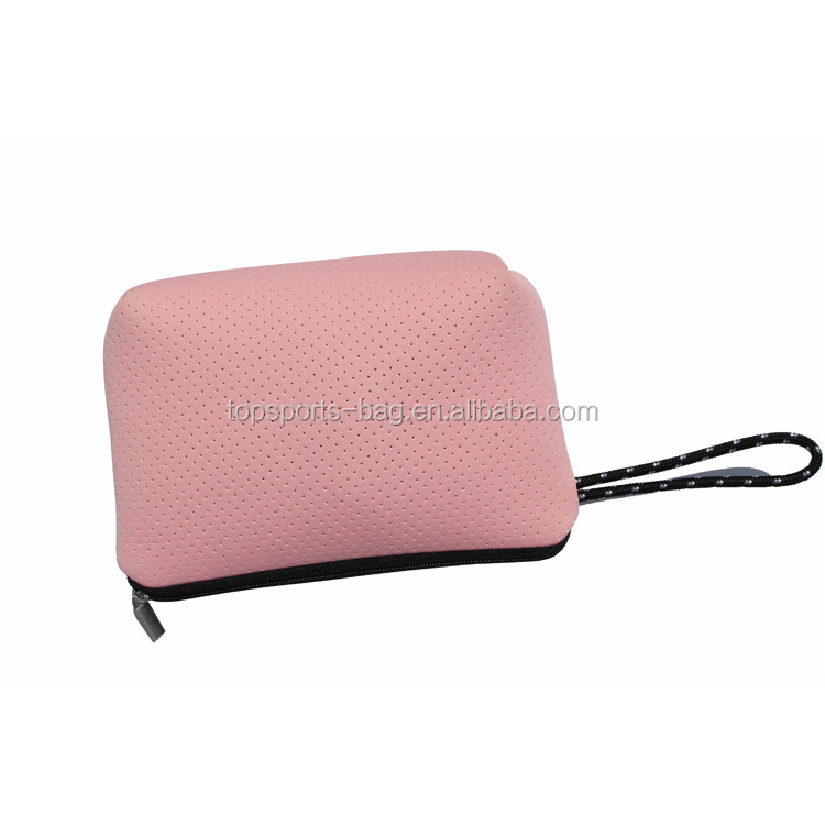 Wholesale Beauty pink large capacity neoprene makeup brush bag girls toiletry case