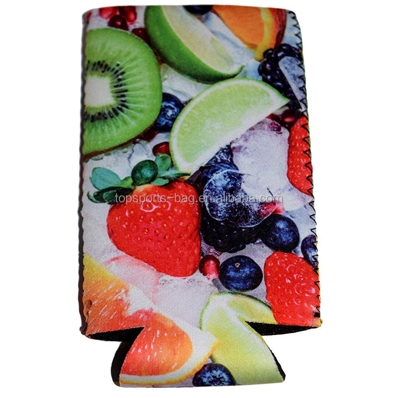 Kiwifruit Pattern Printing Neoprene Slim Can Thermal Sleeves 12 oz Slim Beverage Insulators for Red Bull