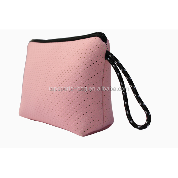 Wholesale Beauty pink large capacity neoprene makeup brush bag girls toiletry case