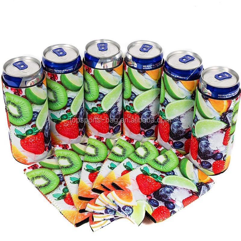 Kiwifruit Pattern Printing Neoprene Slim Can Thermal Sleeves 12 oz Slim Beverage Insulators for Red Bull