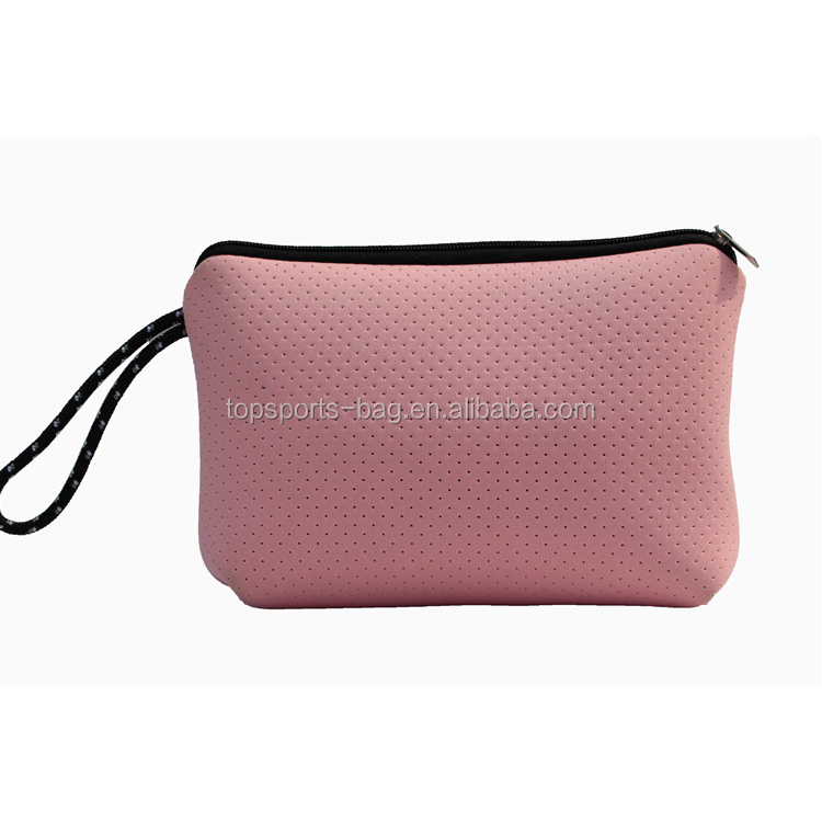 Wholesale Beauty pink large capacity neoprene makeup brush bag girls toiletry case