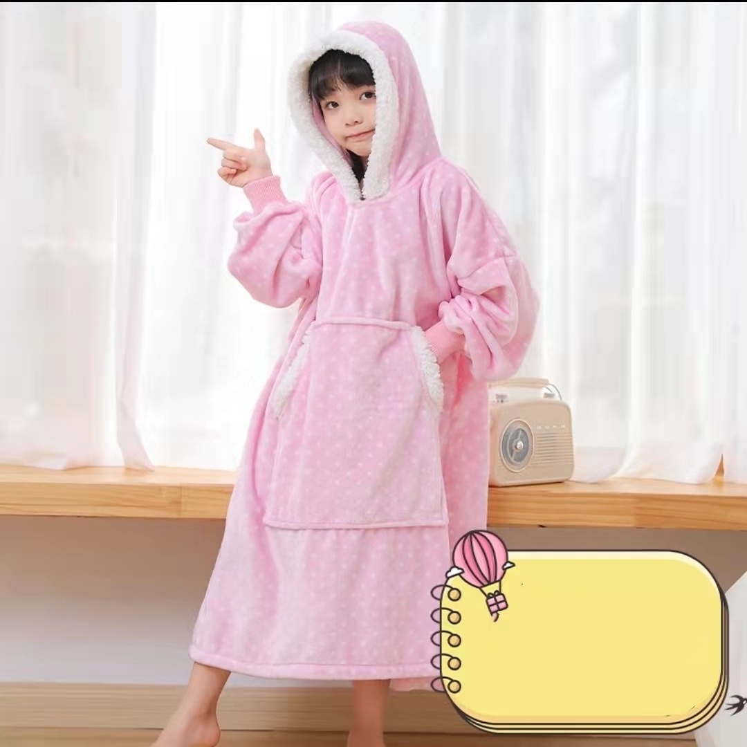 Wholesale Flannel Fleece Sherpa Oversized Hooded Blanket For Winter Indoor TV