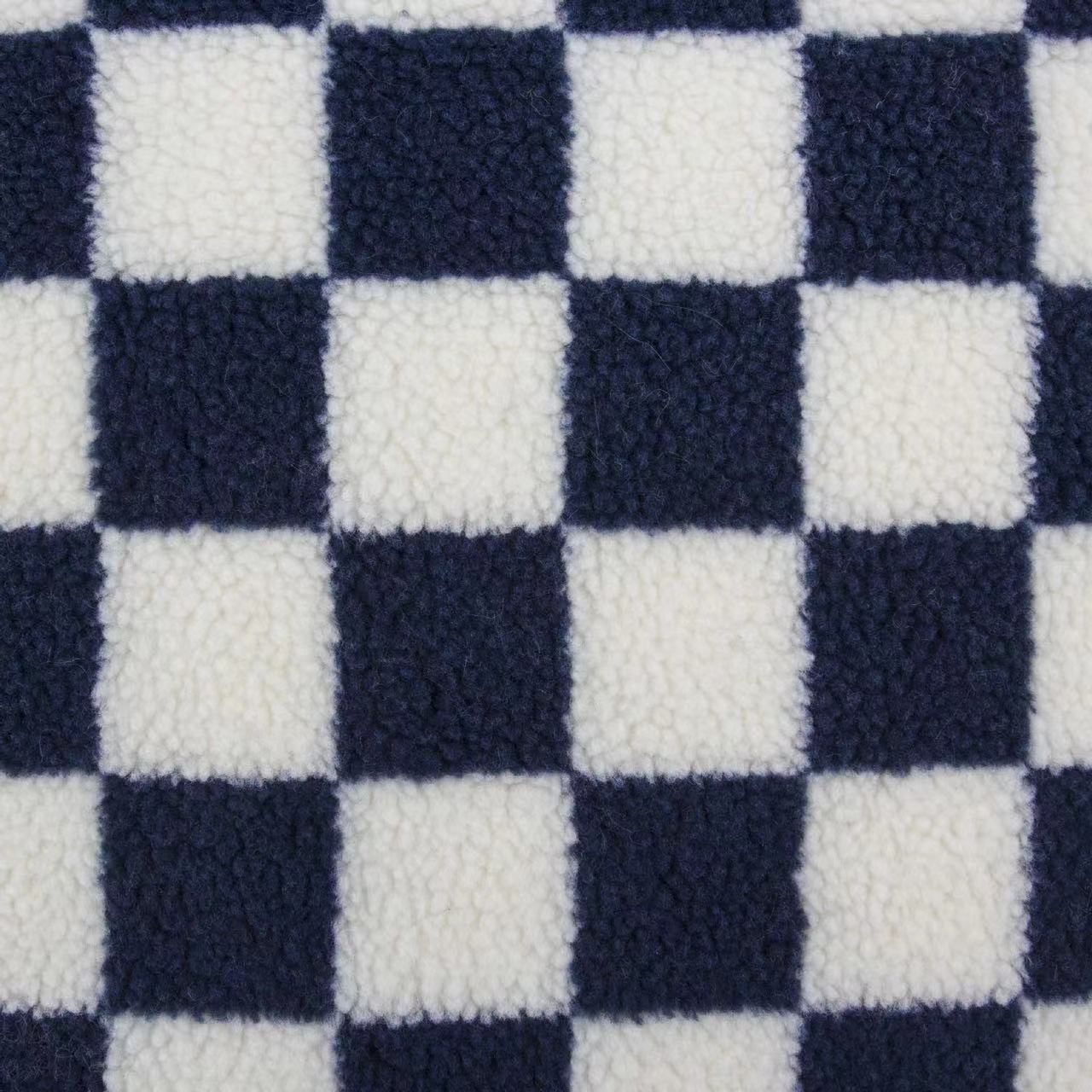 Jacquard Lamb Wool Checkerboard Small Square Lamb Wool Jacquard Plaid Lamb Wool Clothing Flannel Fabric