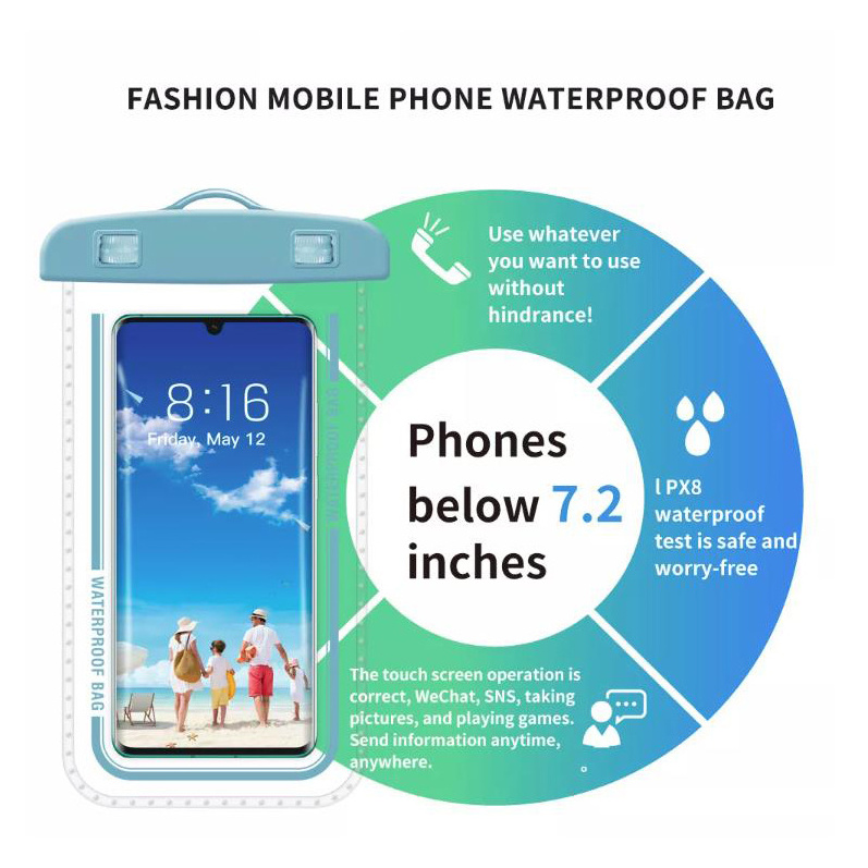 OEM Waterproof Bag Mobile Phone Cases Clear Swim Skiing Touchscreen Diving Pouch Case Bag With Lanyard Floating Mobile Pouches