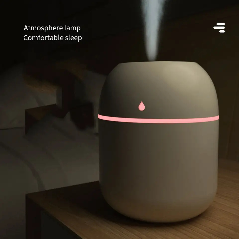 2023 Low Price Wholesale USB Mini Cool Mist Rechargeable Humidifier With Atmosphere Night Light 300 ML Gift For Car Office Home