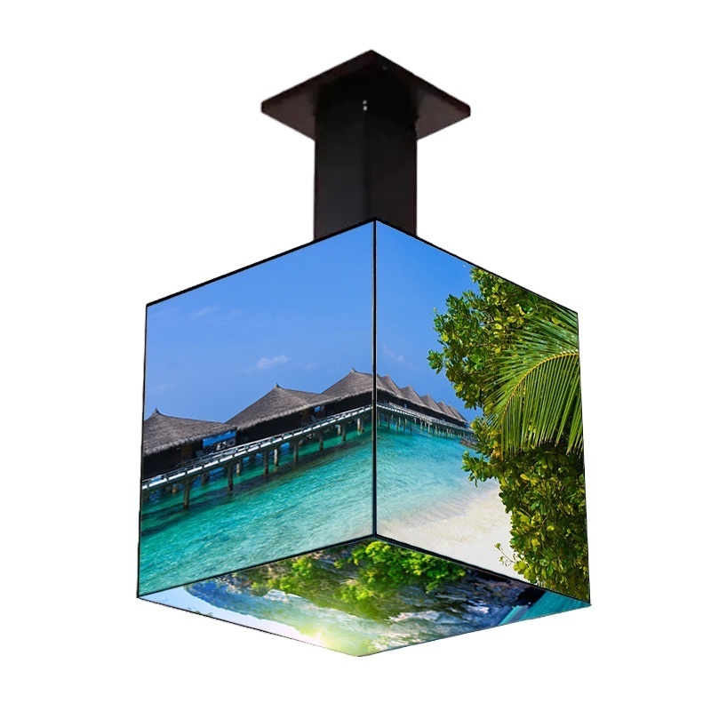 Plug and play high resolution 4 sided 320*320mm P2.5 P3 rotating cube led display cube led video wall for outdoor