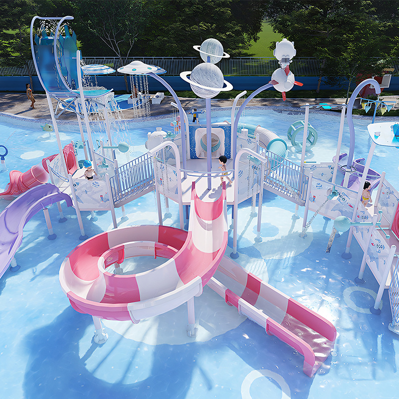 Mini Water play toys Playground fiberglass Slide Aquatic splash pad equipment water park