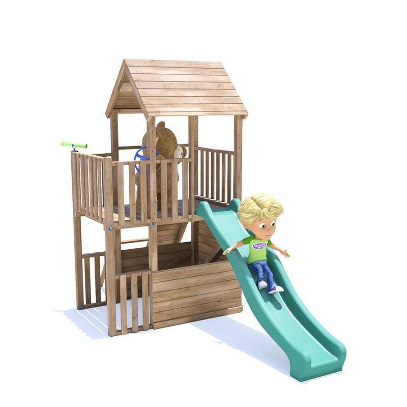 New Arrival commercial Wooden Outdoor Play set with Monkey Bars Slide Rock Wall and Swing Set Accessories for kids