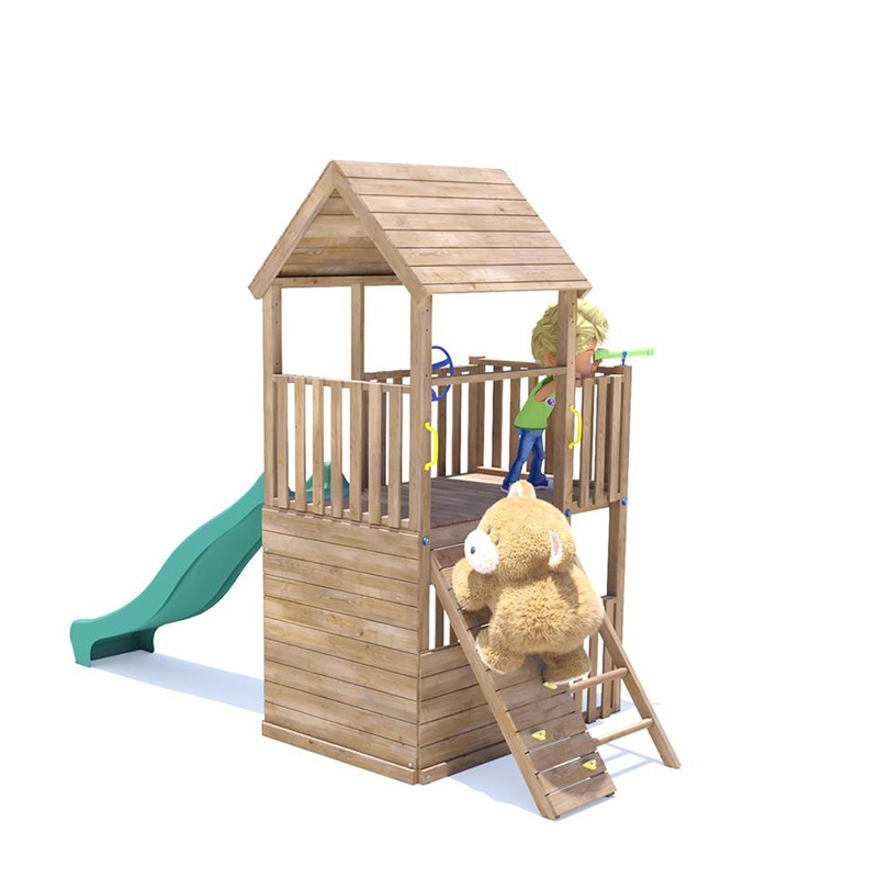 New Arrival commercial Wooden Outdoor Play set with Monkey Bars Slide Rock Wall and Swing Set Accessories for kids