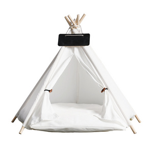 Pet Tent House Cat Bed Portable Removable Washable Teepee For Puppy Cat Indoor Outdoor Tent With Cushion Pet Cat Supplies