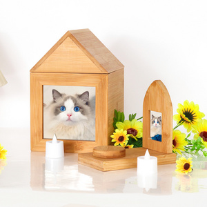 Custom Bamboo personalized Cremation Urns Pet Memorial Keepsake Urns Photo Box Pet Cremation Urn for pet