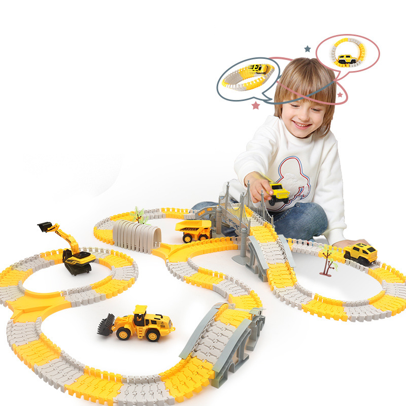 New Construction Race Tracks Electric Engineering Track Car Railway Vehicles Slot Toy Education Assemble Toy for Kids