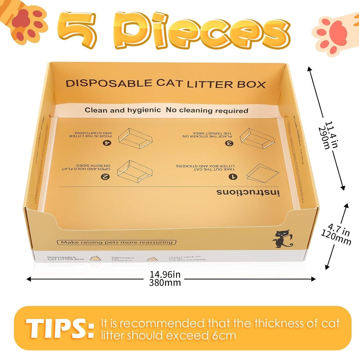 Double Layer Foldable Disposable Cat Litter Box  Portable  Paper Kitty Tray Travel for Cats Small Pets Animals