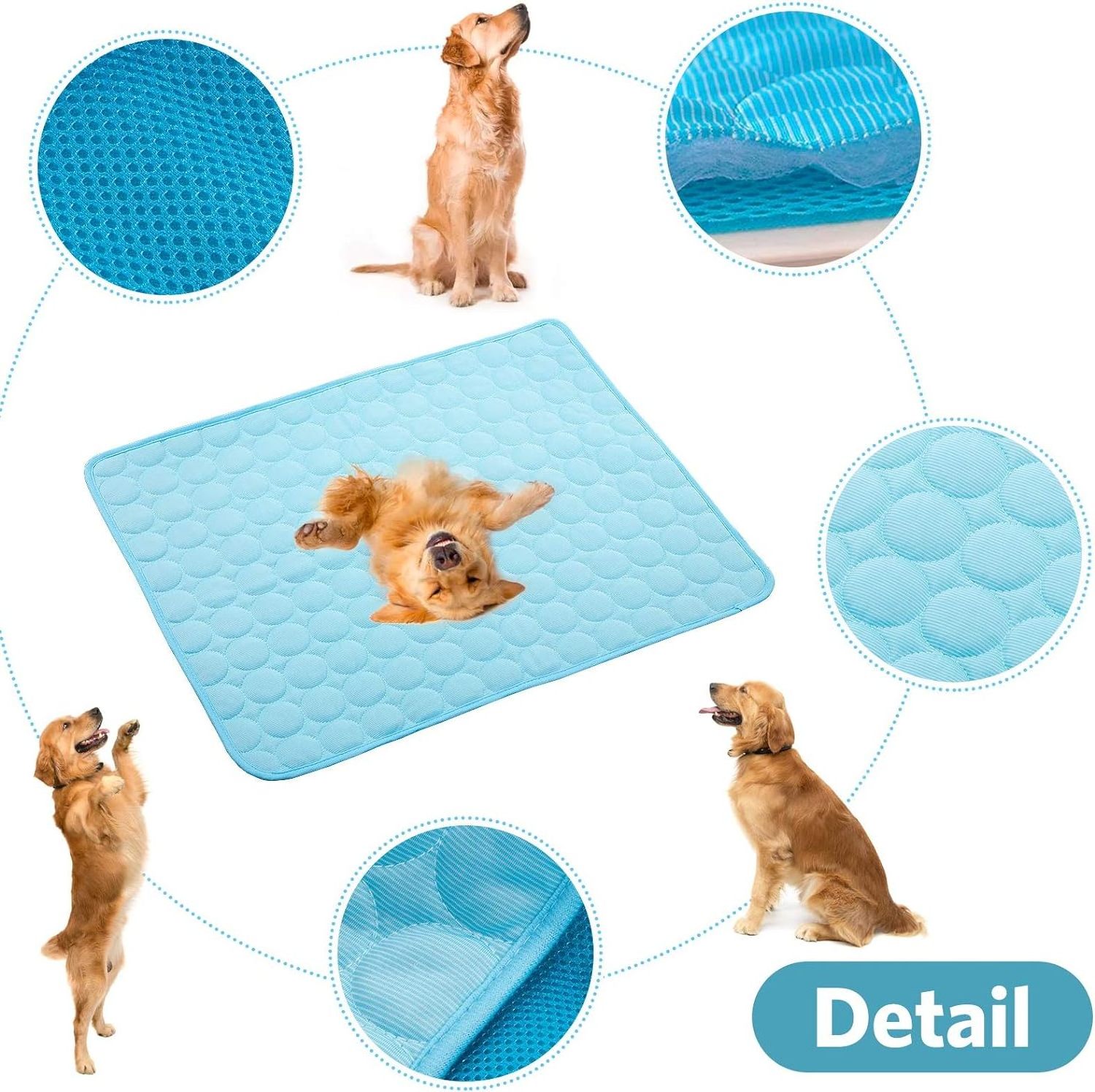 Self Cooling Blanket Dog Cooling Mat Cooling Mat for Pets Heat Washable Reusable Fabric Keep Pets Cool Summer Plastic 150*100cm