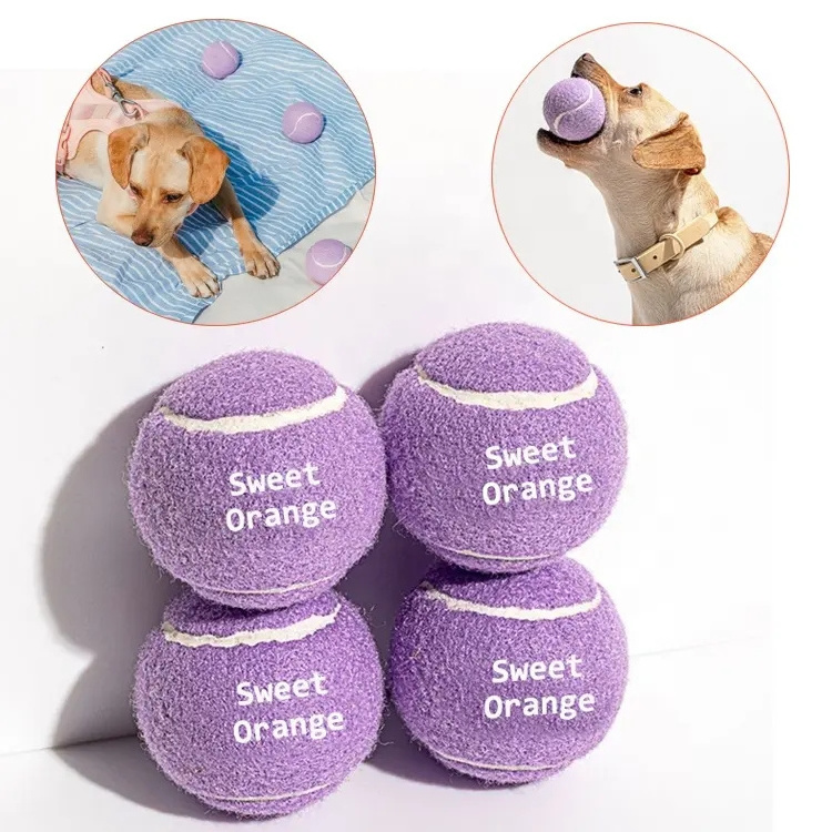 Free Custom logo Eco-Friendly Throwing Dog Chew Toys Wholesale Rubber Pet Tennis Balls interactive Dog toy ball Pet Bite Toy