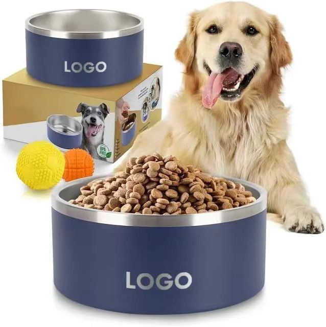 Dog Bowl Large Sized, Cat ,puppy Bowl Insulated No Spill Dog Water Food Bowls Stainless Steel OEM Luxury Non Slip 16oz 32oz 64oz