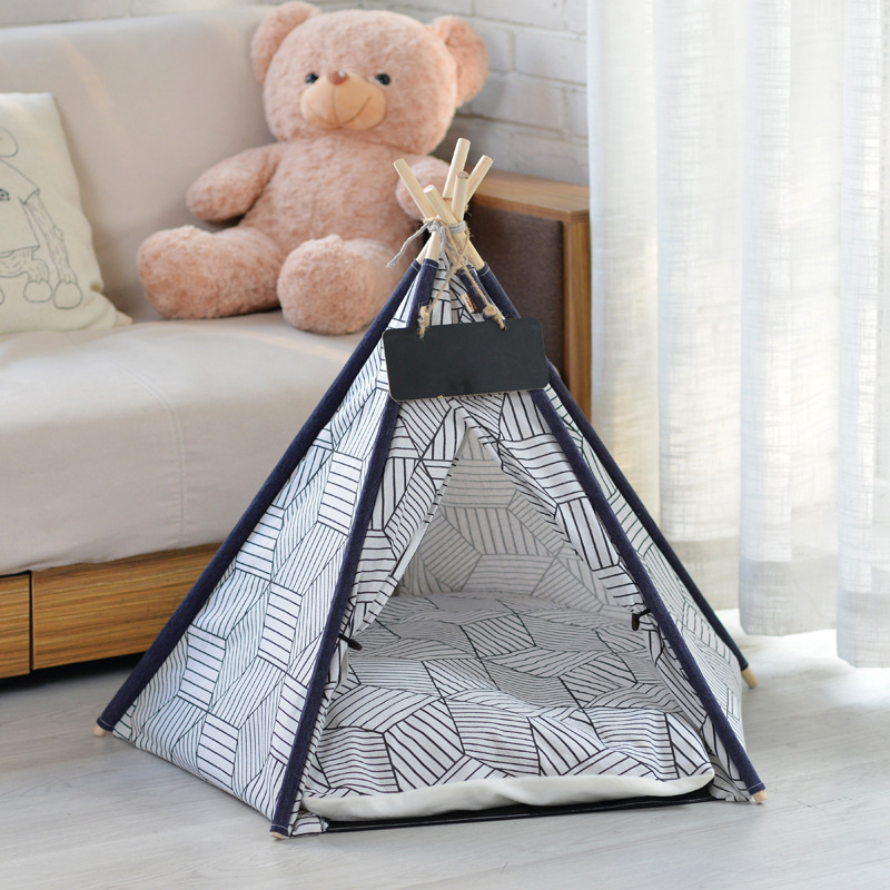 Pet Tent House Cat Bed Portable Removable Washable Teepee For Puppy Cat Indoor Outdoor Tent With Cushion Pet Cat Supplies