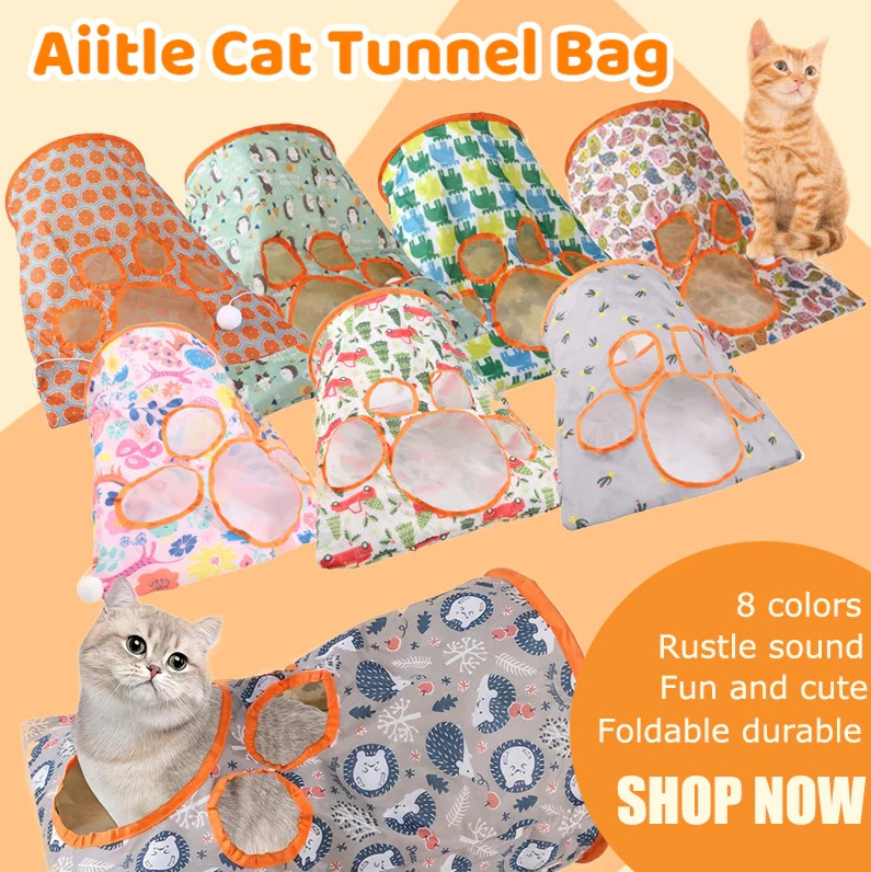 Cat Tunnel Bag Cat Collapsible Toy Cat Play Tunnel Toy Crinkle Paper Drill Bag Drill Sleeping Bag With Mice Toy For Outdoor Use