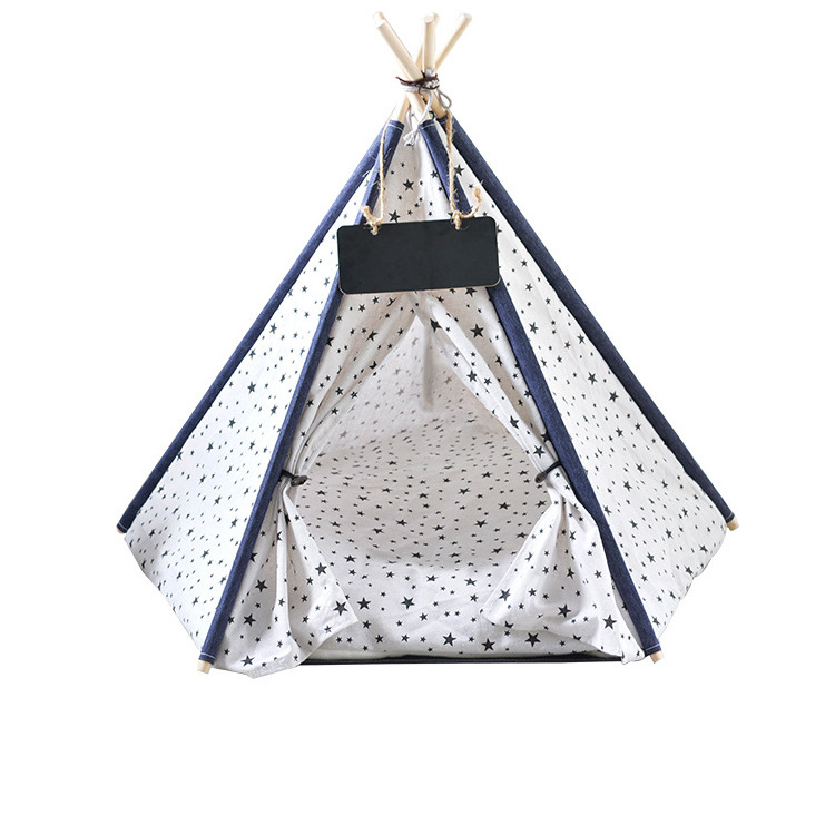 Pet Tent House Cat Bed Portable Removable Washable Teepee For Puppy Cat Indoor Outdoor Tent With Cushion Pet Cat Supplies