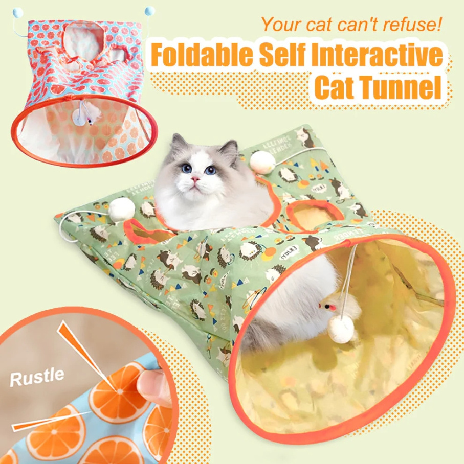 Cat Tunnel Bag Cat Collapsible Toy Cat Play Tunnel Toy Crinkle Paper Drill Bag Drill Sleeping Bag With Mice Toy For Outdoor Use