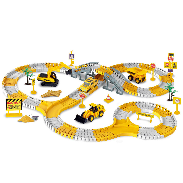 New Construction Race Tracks Electric Engineering Track Car Railway Vehicles Slot Toy Education Assemble Toy for Kids