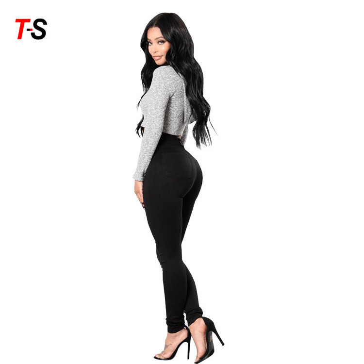 Hot sell High waist pencil pants  slim fit skinny Jeans Women Black Women Basic Jeans