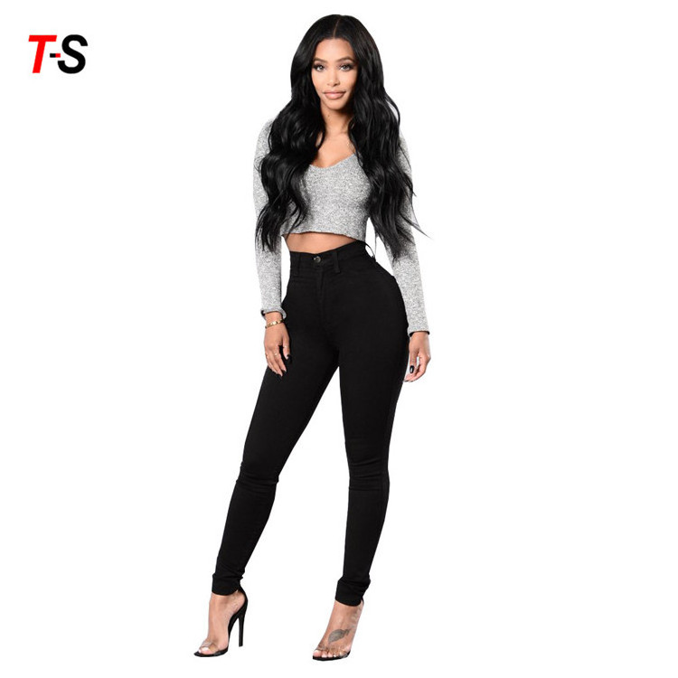 Hot sell High waist pencil pants  slim fit skinny Jeans Women Black Women Basic Jeans