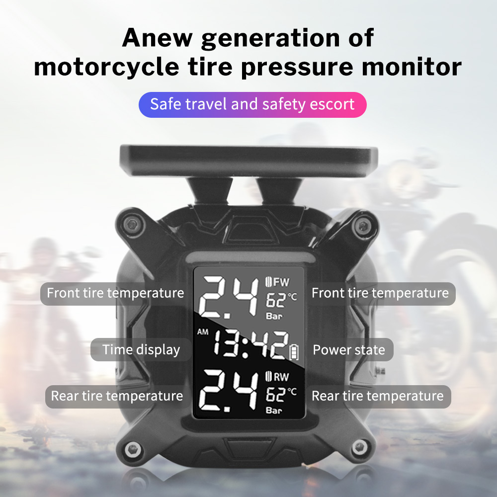 TPMS 2wheels Bicycle Bike Motorcycle Tire Pressure Monitoring System TPMS with Solar  External Sensor