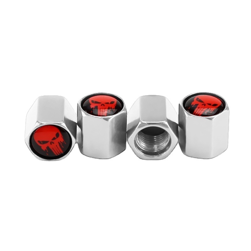 With your LOGO Aluminum Punisher Dust Cover Wheel Tire Valves Caps Cover 8v1 accept customization