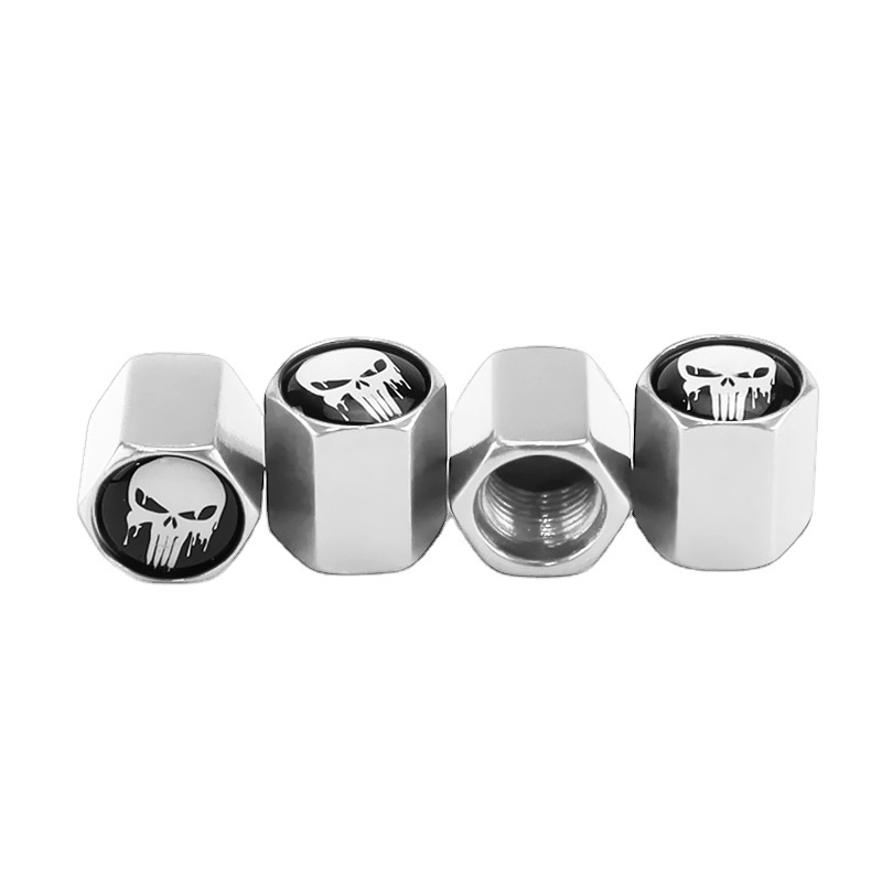 With your LOGO Aluminum Punisher Dust Cover Wheel Tire Valves Caps Cover 8v1 accept customization