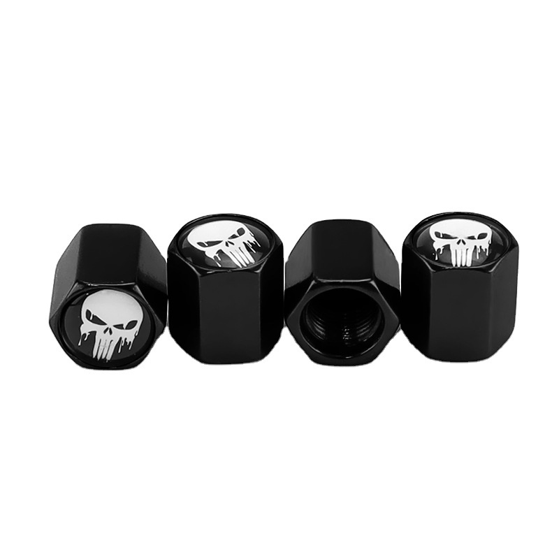 With your LOGO Aluminum Punisher Dust Cover Wheel Tire Valves Caps Cover 8v1 accept customization