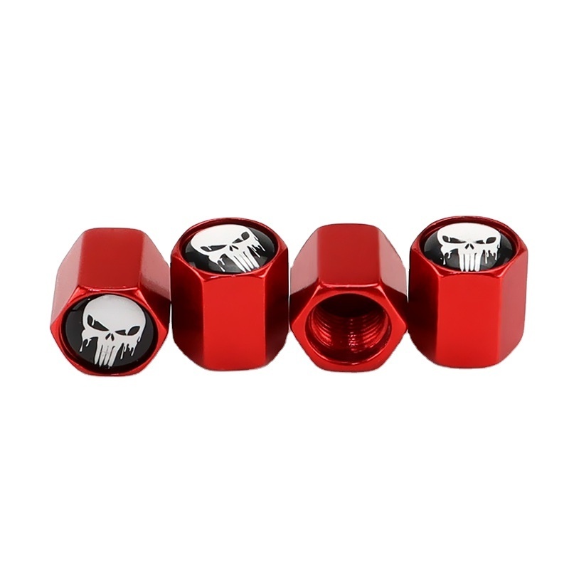 With your LOGO Aluminum Punisher Dust Cover Wheel Tire Valves Caps Cover 8v1 accept customization