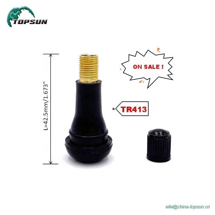 TR413 Car Valve Snap In Rubber Tubeless Tire Valve Vacuum Nozzle Wheel Stem For Rim Hole 16mm Car Tire Wheel Accessories