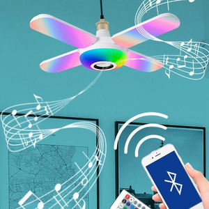 Fan shaped 4 leaves multicolor smart lamp e27 smart control lamp led rgb light dimmable wireless music bulbs foldable