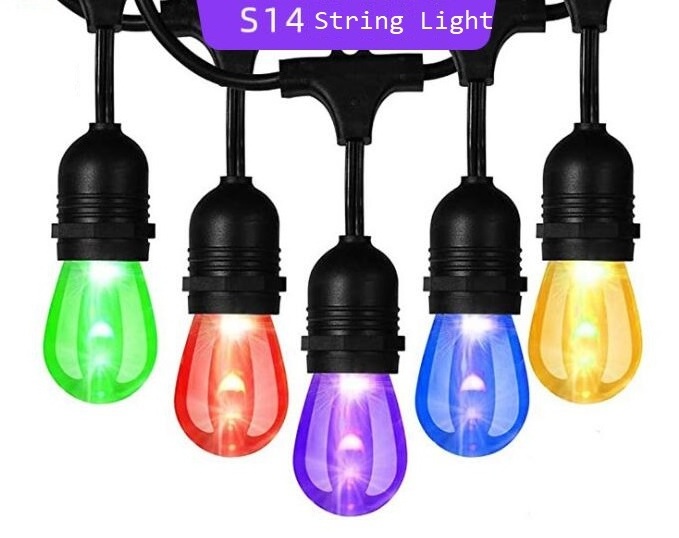 Durable 48 ft outdoor flexible led Light string Hanging E27 E26 Sockets waterproof belt clip Patio Lights