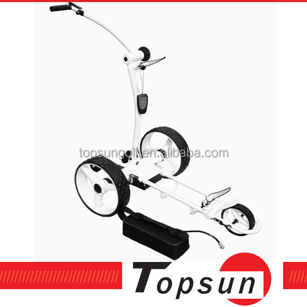 Topsun lightweight 3 wheels easy to operate elektro push golf trolley golf scooter car