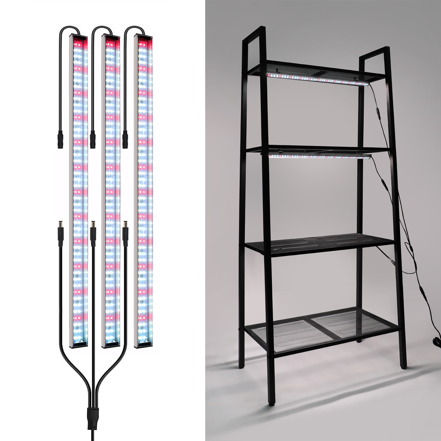 4-Tier Metal Grow Light Flower Plant Indoor Stand Rack Greenhouse Plant Shelf with Full Spectrum LED Fixture