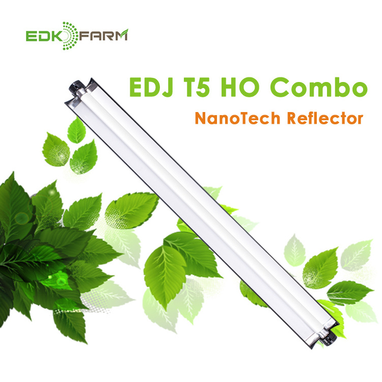 Hydroponic 4ft HO 54W Grow Light EDJ Fluorescent Hanging Fixture Reflector NANO Reflector T5 Grow Light Kit