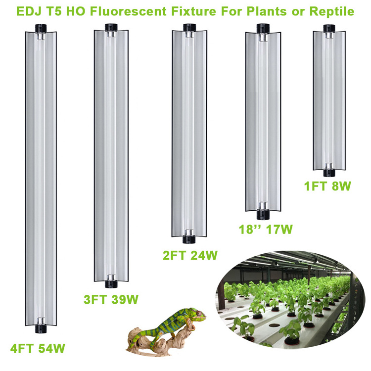 2 ft 1 Lamp T5-HO Fluorescent Grow Light Fixture - Full Spectrum 6500K Lamps Included - SLT EDJ T5 HO Strip Light 24W