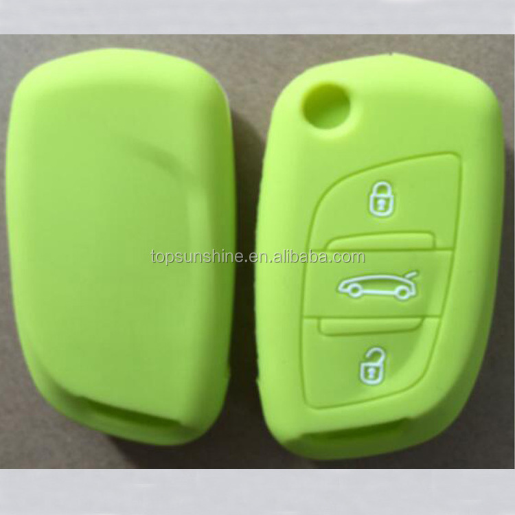 3-Button Smart Key (Keyless Go Only) - Key Cover in Black Silicone Car Key Case Compatible with Peugeot