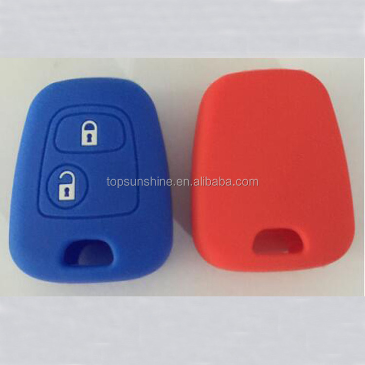 3-Button Smart Key (Keyless Go Only) - Key Cover in Black Silicone Car Key Case Compatible with Peugeot