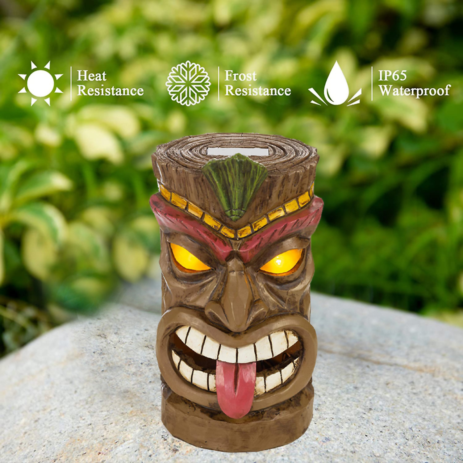 Outdoor Decoration Tiki Head Solar Powered LED Patio Decor Garden Light