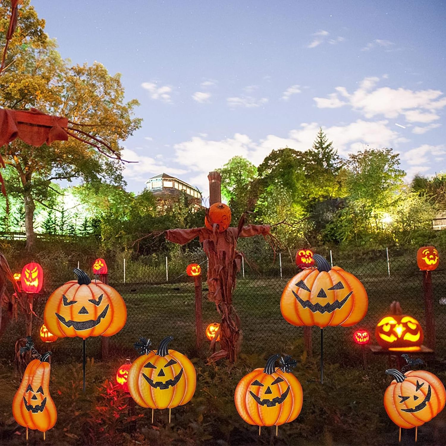 Halloween Yard Decoration Stakes, Trick or Treat Happy Halloween Yard Signs for Halloween Outdoor Decor