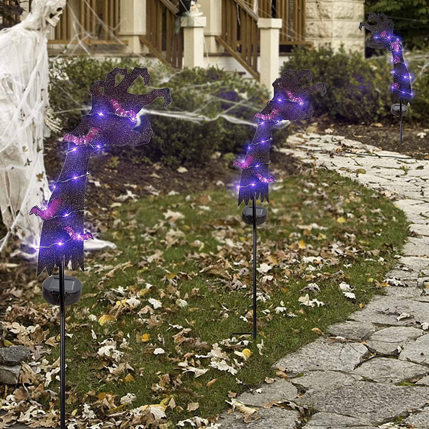 Solar Halloween Yard Decorations Outdoor LED Solar Powered Ghost Hand Halloween Pathway Lights