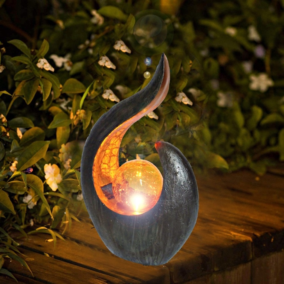 Resin Fire Statue Solar Garden Lights Solar Powered Led Flame for Outdoor  Home Decoration Lightings