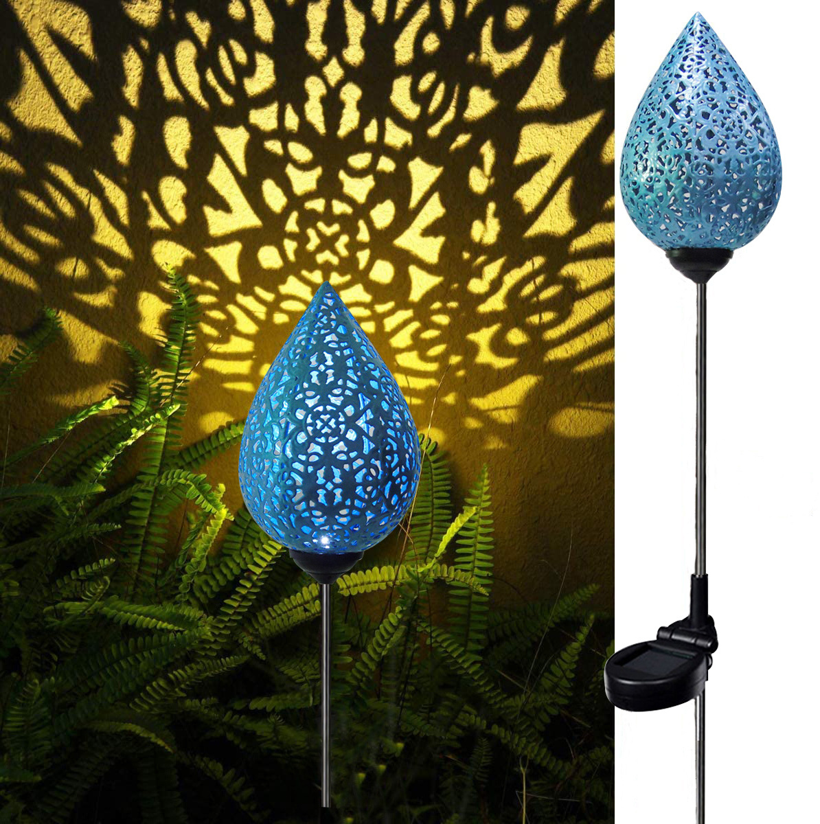 Pathway Outdoor Solar Stakes Lights Moroccan Solar Stake Light Waterproof Decorative Metal Olive Lights