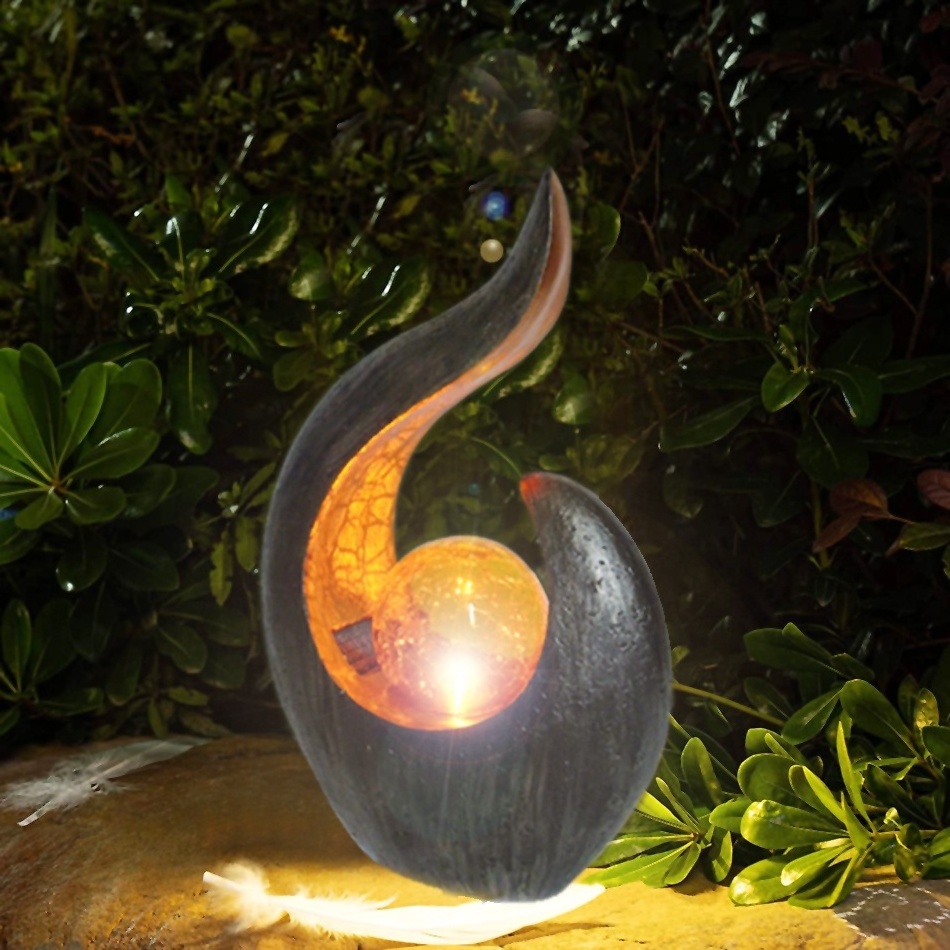 Resin Fire Statue Solar Garden Lights Solar Powered Led Flame for Outdoor  Home Decoration Lightings