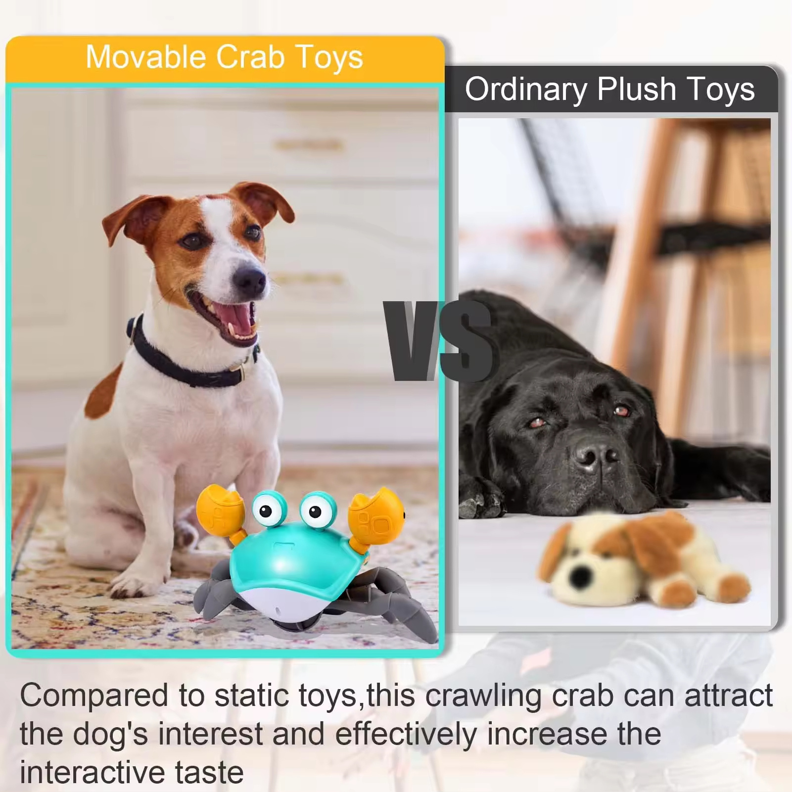 Induction Crawling Crab Tummy Time Pet Dog Cat Automatic Crawling Crab Toy With Music And Led Light Up