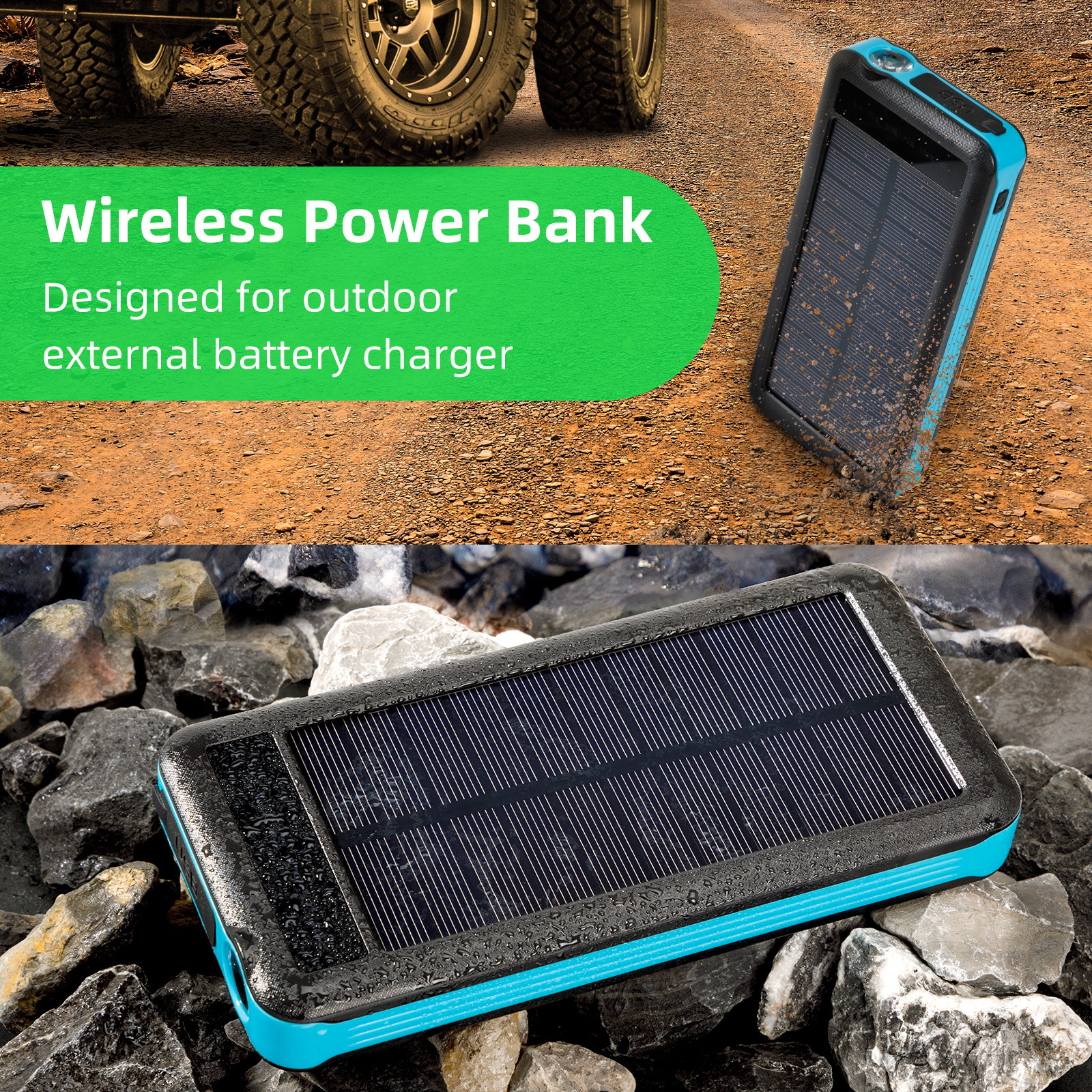 10000mAh Solar Power Bank for iphone Samsung Portable Charging Wireless Battery Charger Power Banks & Power Station