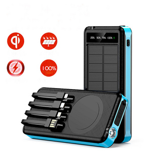 New Solar Power Bank 10000mAh Electronics Portable Charge Flashlight Built In 4-1 Cable Outdoor Waterproof Wireless Power Bank